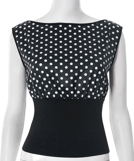 Fall Chic Retro Polka Dot Blouse for Women | Flattering Cap Sleeve Top