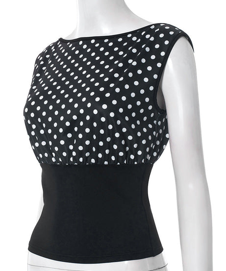 Fall Chic Retro Polka Dot Blouse for Women | Flattering Cap Sleeve Top