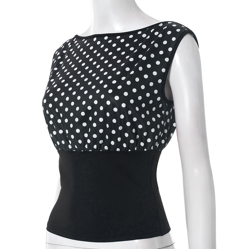 Fall Chic Retro Polka Dot Blouse for Women | Flattering Cap Sleeve Top