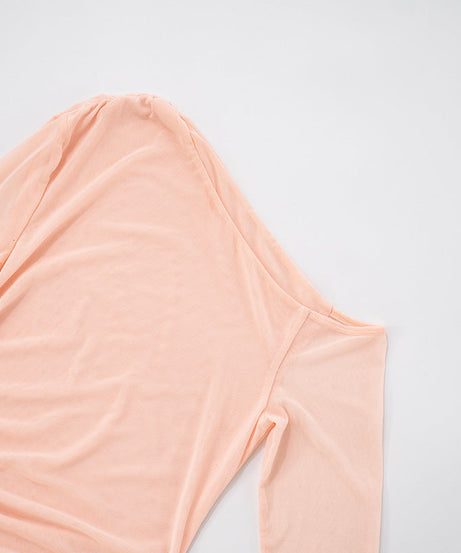 Blush Allure One-Shoulder Mesh Top | Asymmetrical Chic for Fall Evenings