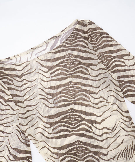 Untamed Chic! Women's Sheer Zebra Print Mesh Long Sleeve Top - Fall 2025 Fashion Essential