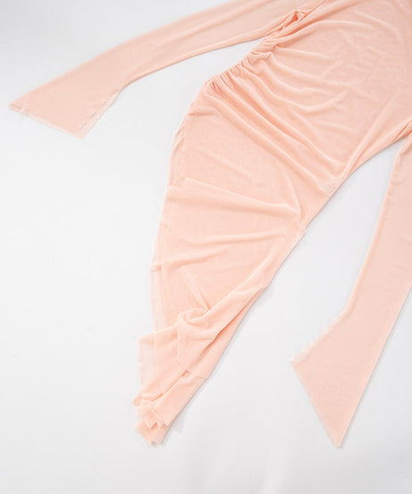 Blush Allure One-Shoulder Mesh Top | Asymmetrical Chic for Fall Evenings