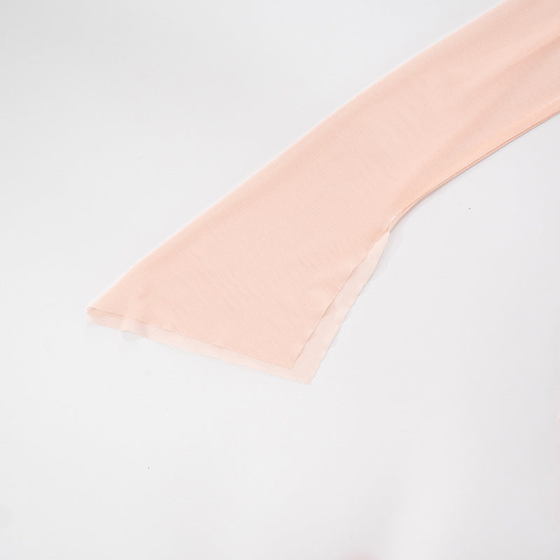 Blush Allure One-Shoulder Mesh Top | Asymmetrical Chic for Fall Evenings