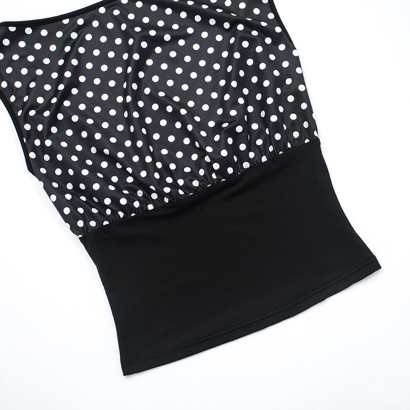 Fall Chic Retro Polka Dot Blouse for Women | Flattering Cap Sleeve Top