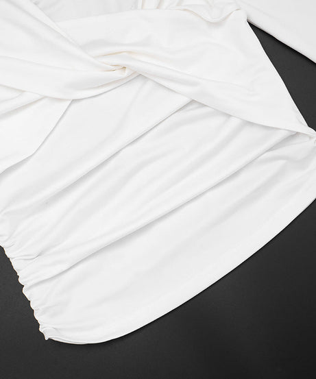 Fall Nights Out: Chic One-Shoulder Twist Front Ruched Long Sleeve Top