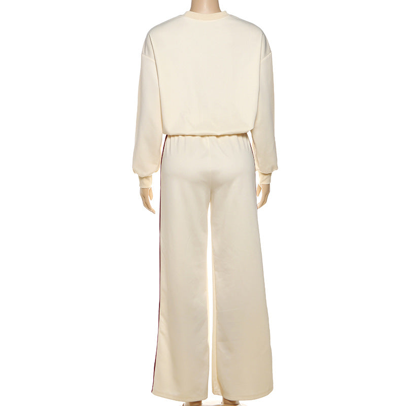 Cozy Fall Chic: Leopard Heart Graphic Sweatshirt & Wide-Leg Lounge Set for Women