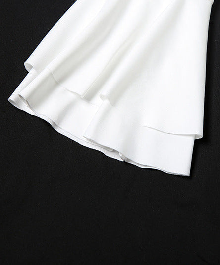 Romantic Ruffle V-Neck Bell Sleeve Tunic Dress | Chic White Fall & Holiday Top