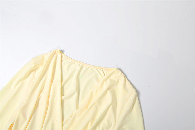 Flattering Ruched V-Neck Mini Dress with Bell Sleeves - Your Fall & Holiday Go-To