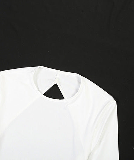 Sleek White Long Sleeve Backless Maxi Dress - Fall & Winter's Essential Chic Statement