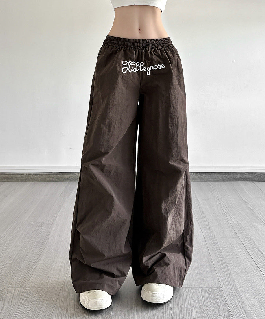 Huelleyrose Y2K Dusty Rose Low Rise Baggy Pants - Effortless Wide Leg Fall Streetwear