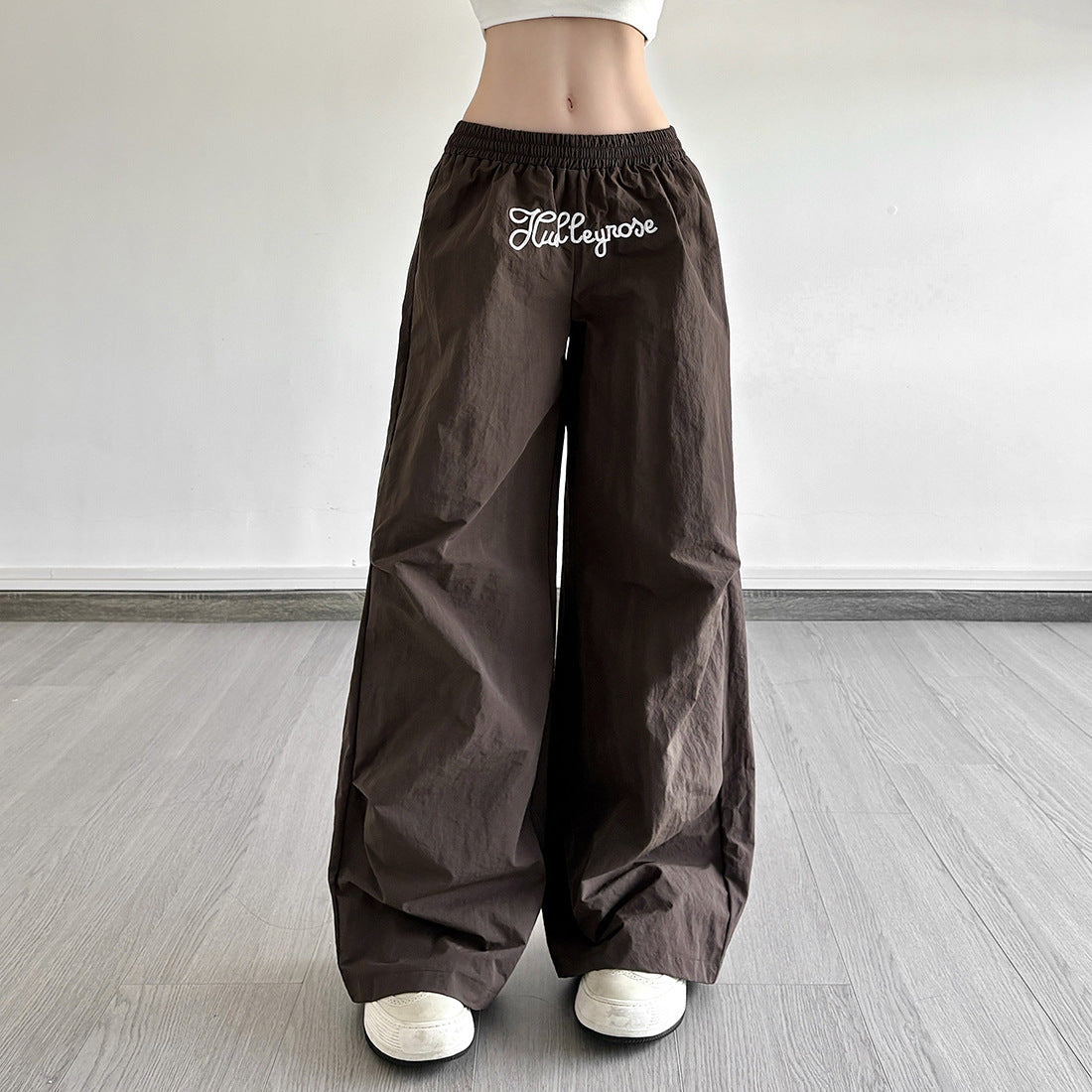 Huelleyrose Y2K Dusty Rose Low Rise Baggy Pants - Effortless Wide Leg Fall Streetwear