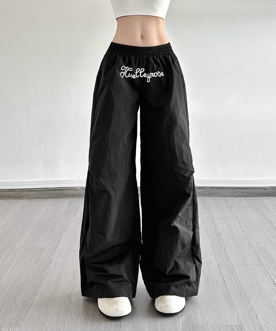 Huelleyrose Y2K Dusty Rose Low Rise Baggy Pants - Effortless Wide Leg Fall Streetwear
