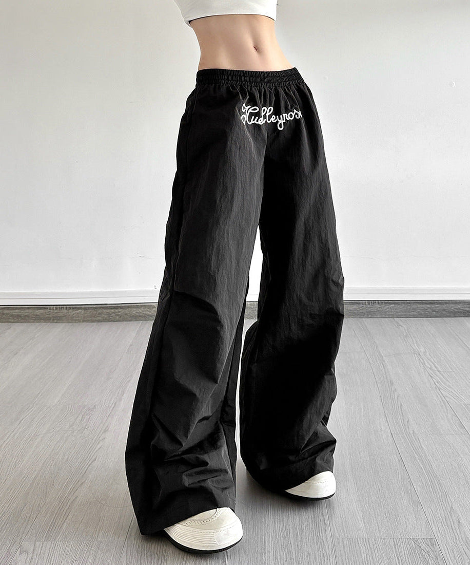 Huelleyrose Y2K Dusty Rose Low Rise Baggy Pants - Effortless Wide Leg Fall Streetwear