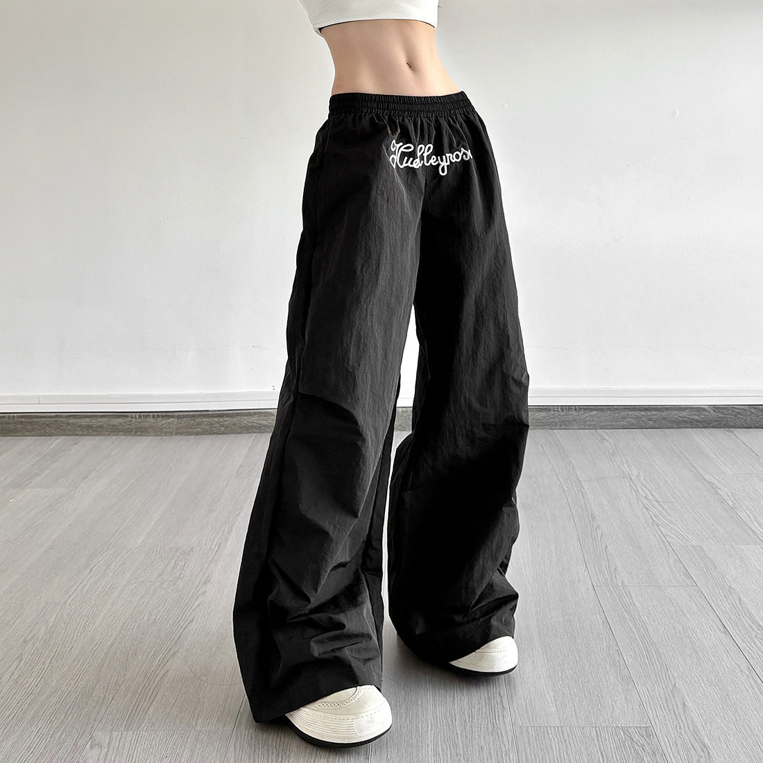 Huelleyrose Y2K Dusty Rose Low Rise Baggy Pants - Effortless Wide Leg Fall Streetwear