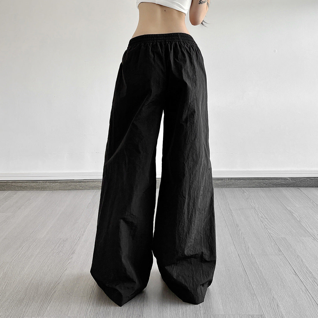 Huelleyrose Y2K Dusty Rose Low Rise Baggy Pants - Effortless Wide Leg Fall Streetwear
