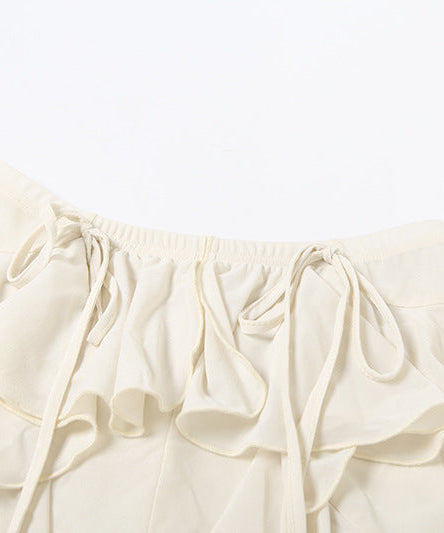 Boho Chic Tiered Ruffle Pants - Adjustable Tie-Waist Flowy Trousers | Cream Resort & Fall Getaway Style