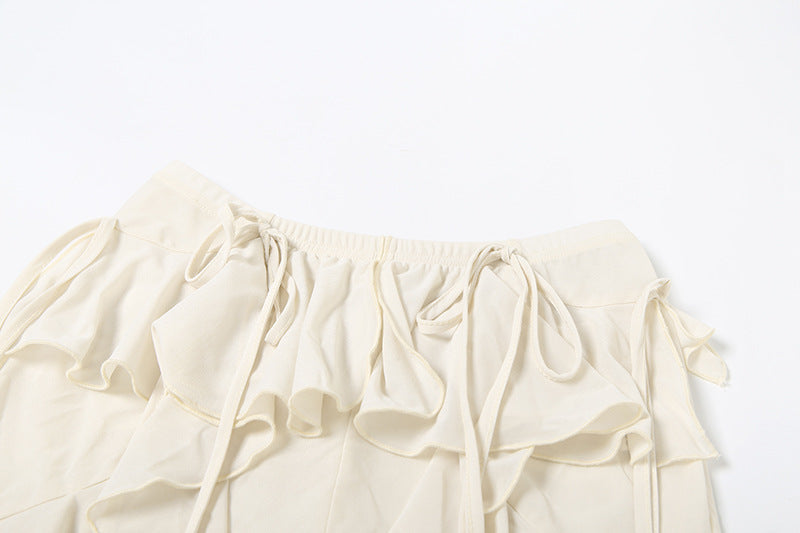 Boho Chic Tiered Ruffle Pants - Adjustable Tie-Waist Flowy Trousers | Cream Resort & Fall Getaway Style