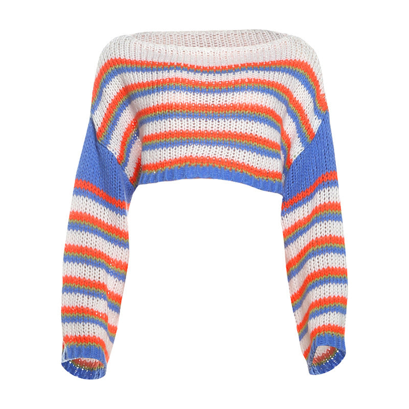 Vibrant Striped Knit Crop Sweater | Cozy Fall Fashion & Game Day Style for Women