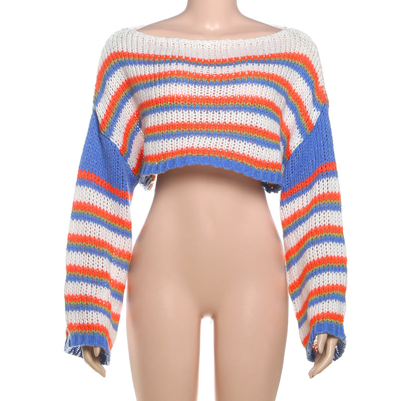 Vibrant Striped Knit Crop Sweater | Cozy Fall Fashion & Game Day Style for Women