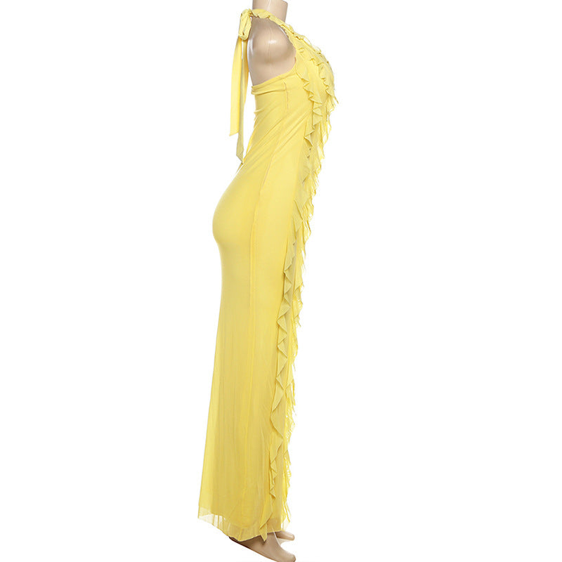 Vibrant Yellow Ruffle Halter Maxi Dress – Your Perfect Resort Getaway & Special Occasion Statement