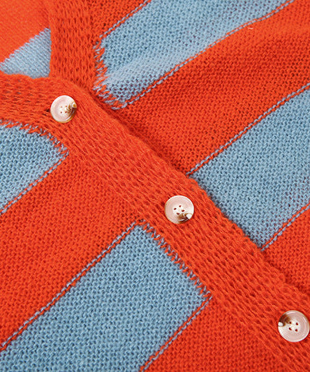 Cozy Chic Striped V-Neck Cardigan with Statement Scarf – Your Go-To Fall Essential