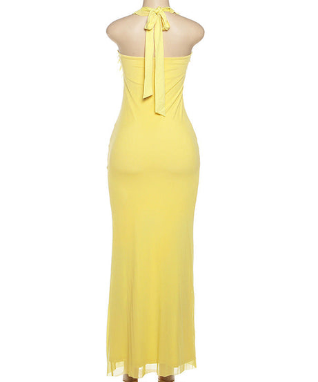 Vibrant Yellow Ruffle Halter Maxi Dress – Your Perfect Resort Getaway & Special Occasion Statement