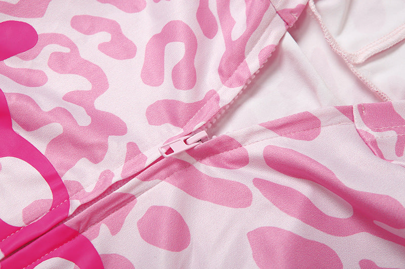 Unleash Your Inner Y2K: Pink Leopard 'Body' Graphic Hoodie & Leggings Set for Fierce Fall Style