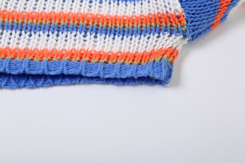 Vibrant Striped Knit Crop Sweater | Cozy Fall Fashion & Game Day Style for Women