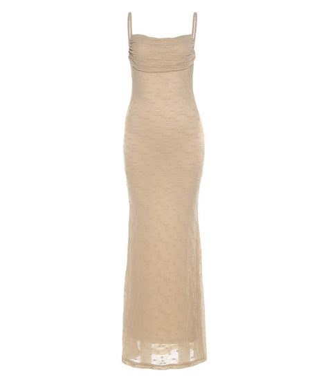 Effortless Elegance: Blush Pink Cowl Neck Maxi Slip Dress with Delicate Lace Hem – Perfect for Fall Weddings & Luxe Getaways