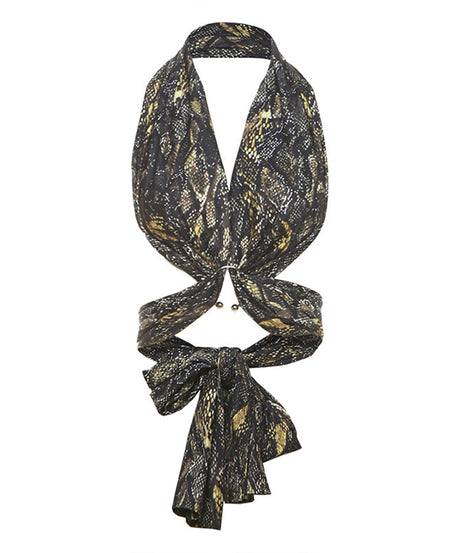 Golden Serpent O-Ring Halter Crop Top – Daring Fall Nights & Glam Getaways