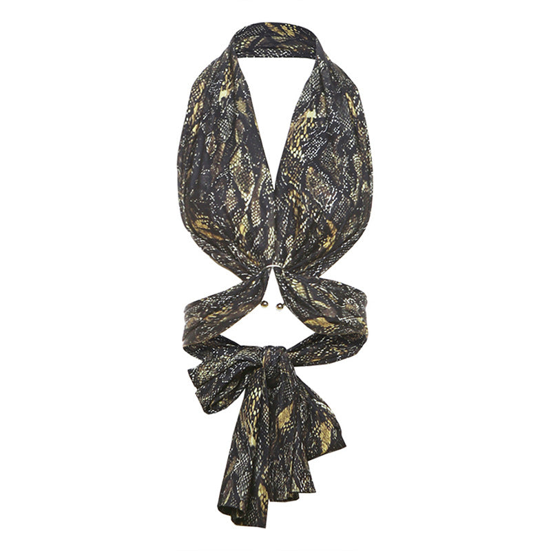 Golden Serpent O-Ring Halter Crop Top – Daring Fall Nights & Glam Getaways