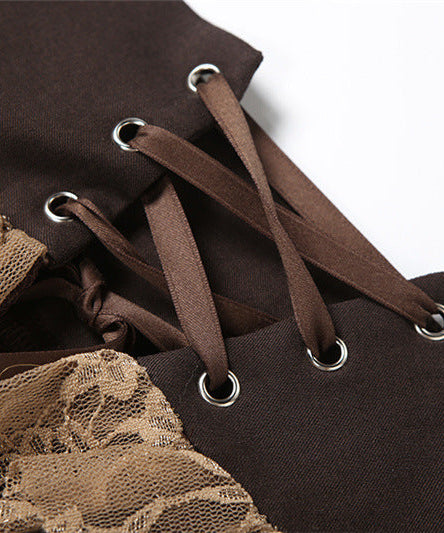 Enchanting Autumn Irregular Lace-Up Ruffle Mini Skirt - Boho & Gothic Fall Style