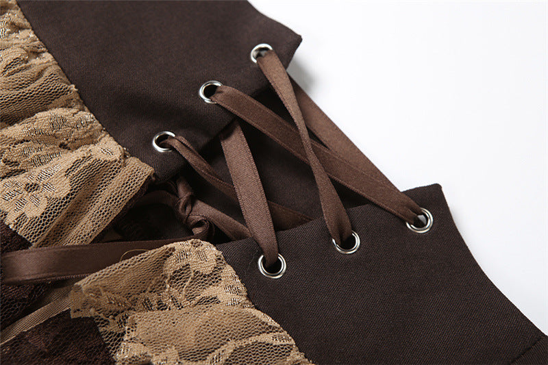 Enchanting Autumn Irregular Lace-Up Ruffle Mini Skirt - Boho & Gothic Fall Style