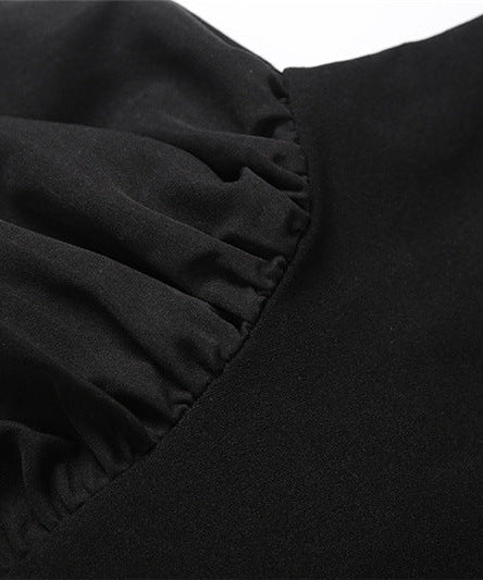 The Enchant Black One-Shoulder Maxi Dress - Elegant Fall & Holiday Gala Gown with Floral Detail