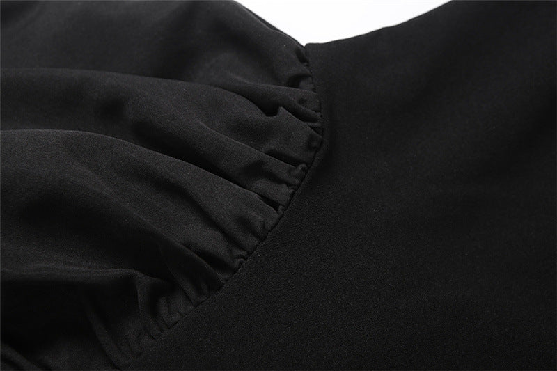 The Enchant Black One-Shoulder Maxi Dress - Elegant Fall & Holiday Gala Gown with Floral Detail