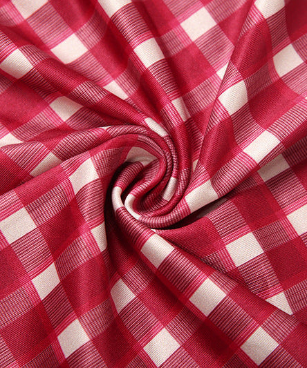 Chic Red Gingham Tube Top - Autumn Plaid Strapless Knit for Effortless Fall Style