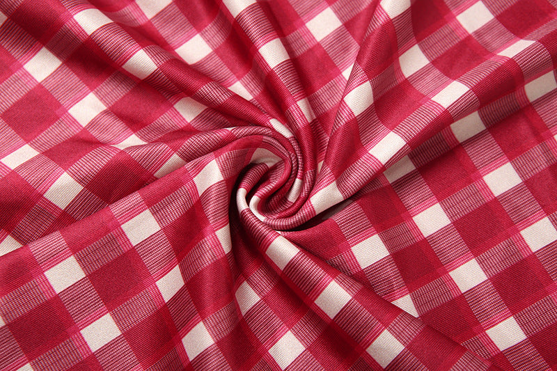 Chic Red Gingham Tube Top - Autumn Plaid Strapless Knit for Effortless Fall Style