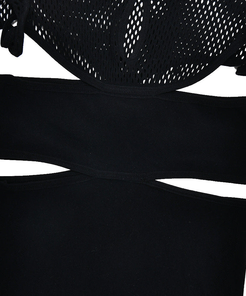 Ignite the Night: Black Flame Mesh Cutout Bodysuit Romper – Edgy Clubwear & Halloween Essential