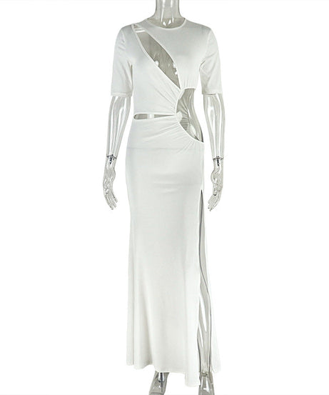Sultry White Cut-Out Maxi Dress | Daring Slit & Bodycon Fit for Resort & Party