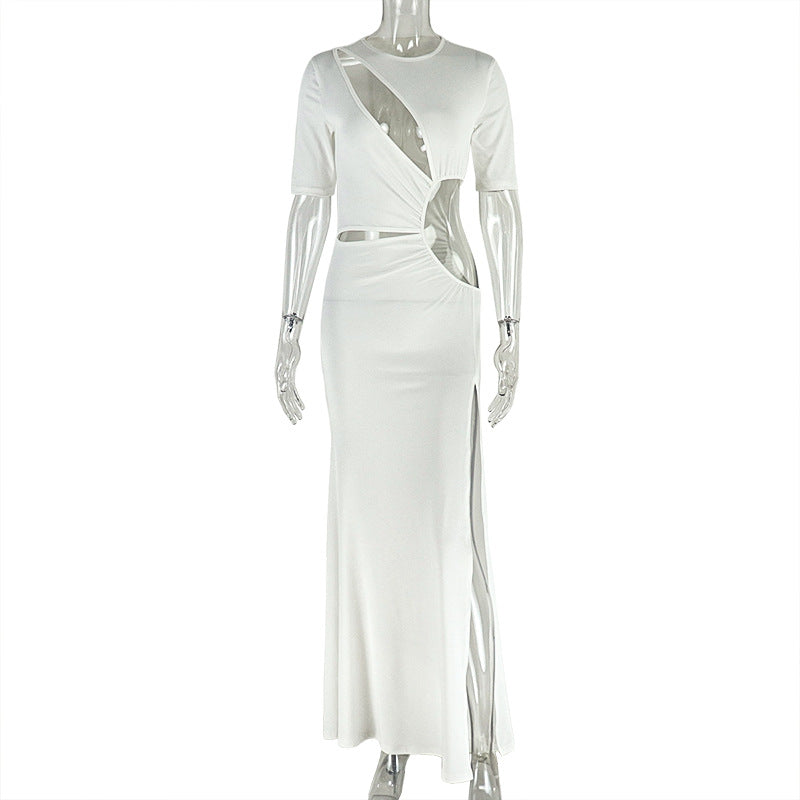 Sultry White Cut-Out Maxi Dress | Daring Slit & Bodycon Fit for Resort & Party