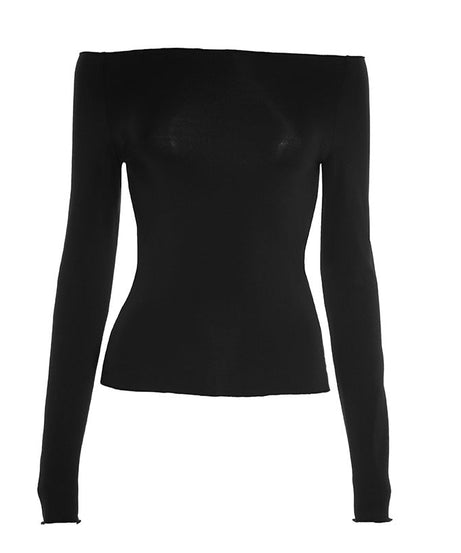 Edgy Chic Off-Shoulder Ripped Back Long Sleeve Top - Fall & Halloween Ready