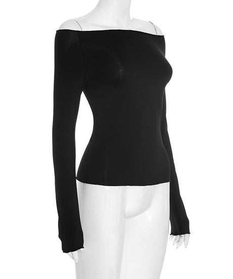 Edgy Chic Off-Shoulder Ripped Back Long Sleeve Top - Fall & Halloween Ready