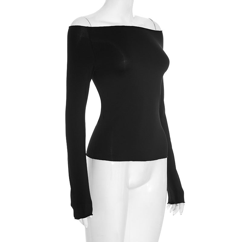 Edgy Chic Off-Shoulder Ripped Back Long Sleeve Top - Fall & Halloween Ready