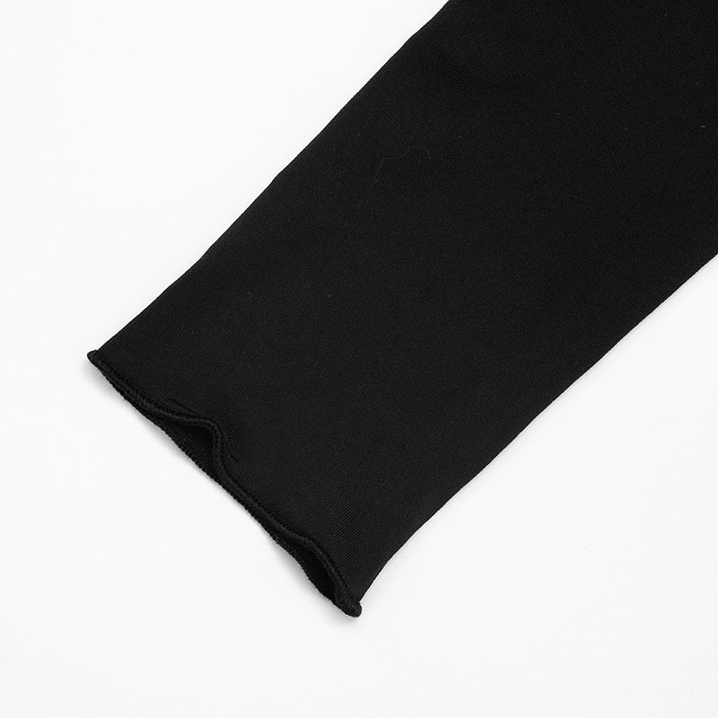 Edgy Chic Off-Shoulder Ripped Back Long Sleeve Top - Fall & Halloween Ready