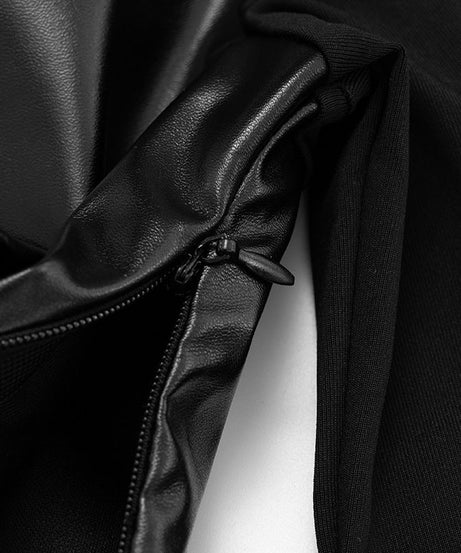 Edgy Faux Leather Ruched Long Sleeve Top - Chic Fall & Holiday Statement