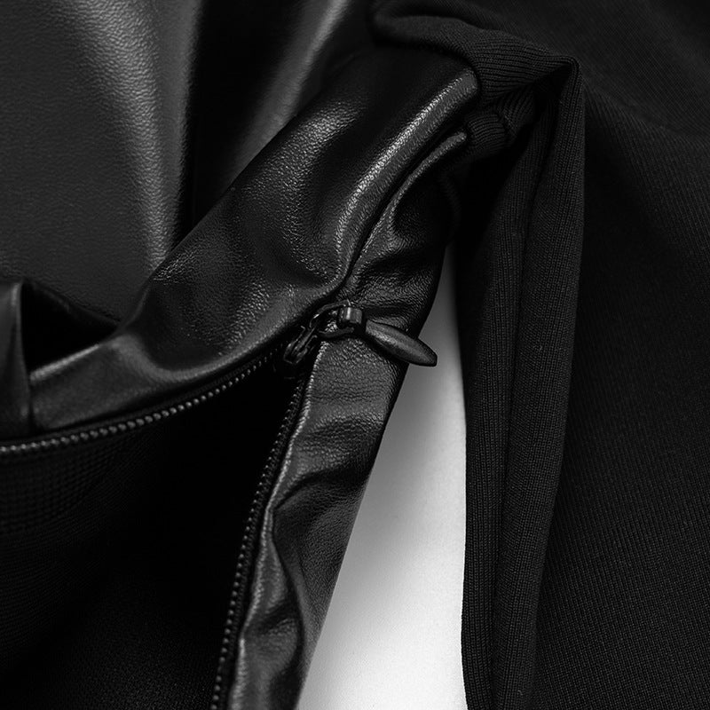 Edgy Faux Leather Ruched Long Sleeve Top - Chic Fall & Holiday Statement