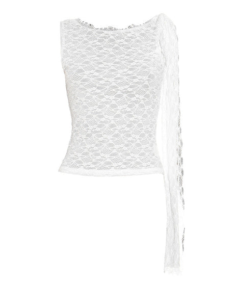Chic Asymmetrical Lace One-Sleeve Top for Women | Perfect for Fall Parties & Date Nights