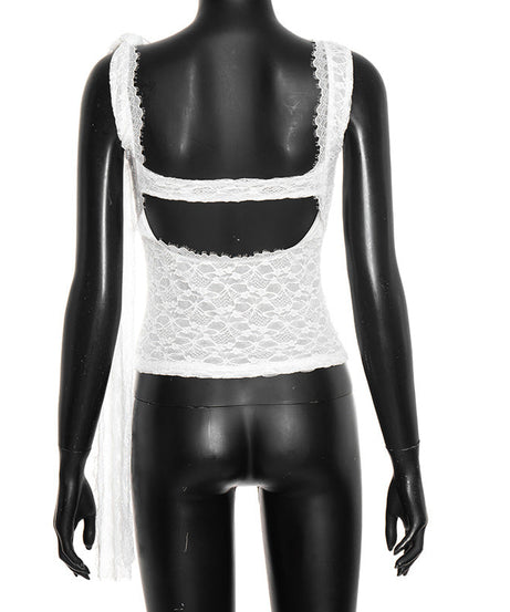 Chic Asymmetrical Lace One-Sleeve Top for Women | Perfect for Fall Parties & Date Nights