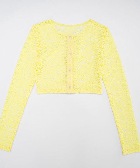 Chic Golden Yellow Lace Maxi Skirt & Crop Cardigan Set - Fall Event & Resort Ready