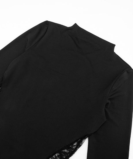 Dramatic Black Lace Panel Maxi Dress - Fall & Holiday Elegance